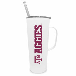 Texas A&M Aggies NCAA Stainless Steal 20oz Roadie With Handle & Dual Option Lid With Straw - White
