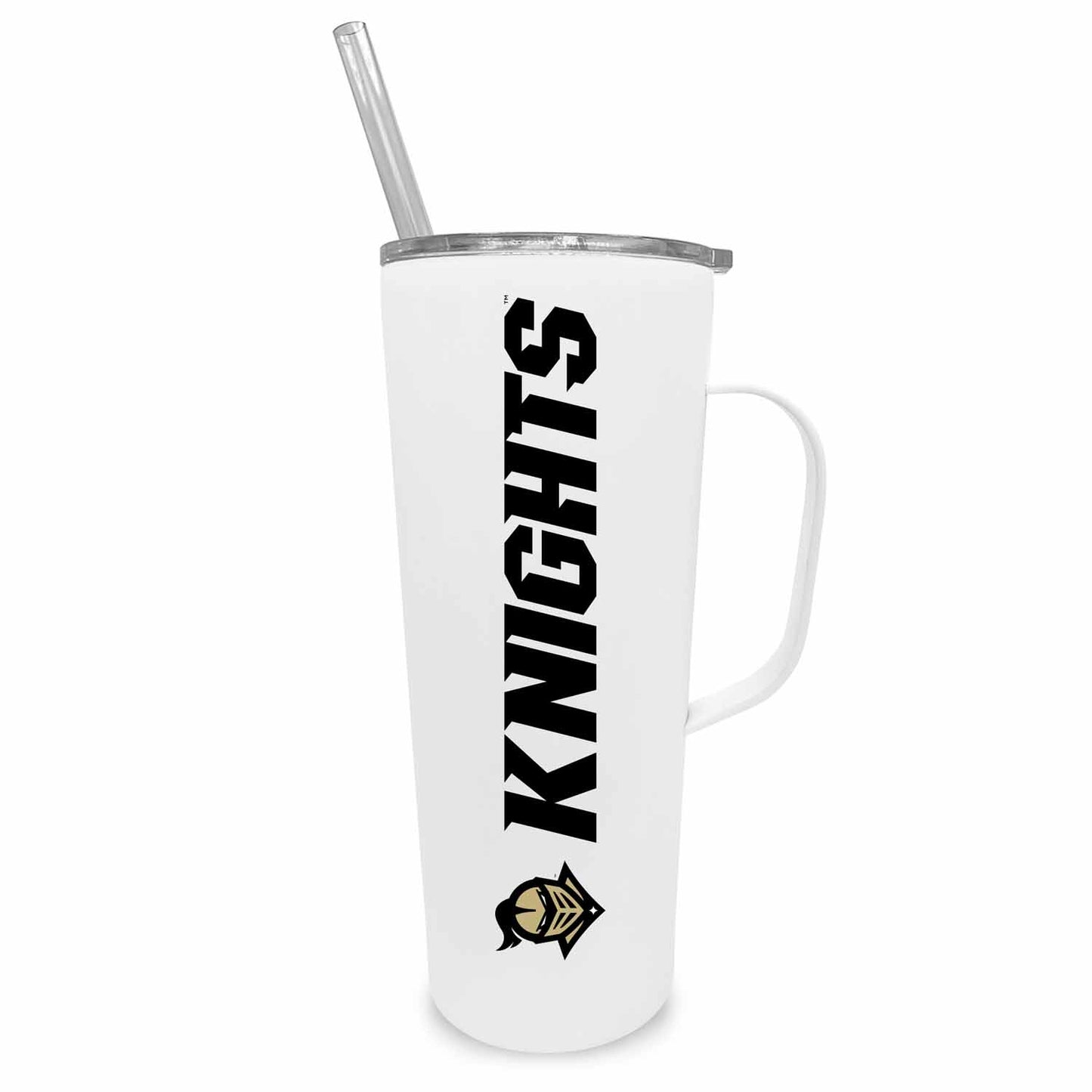 Central Florida Knights NCAA Stainless Steal 20oz Roadie With Handle & Dual Option Lid With Straw - White