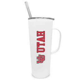 Utah Utes NCAA Stainless Steal 20oz Roadie With Handle & Dual Option Lid With Straw - White