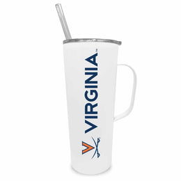 Virginia Cavaliers NCAA Stainless Steal 20oz Roadie With Handle & Dual Option Lid With Straw - White