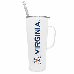 Virginia Cavaliers NCAA Stainless Steel 20oz Roadie With Handle & Dual Option Lid With Straw - White