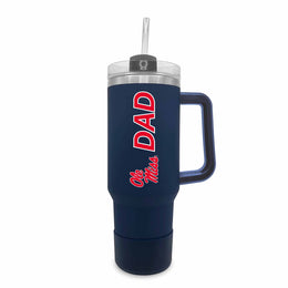 Ole Miss Rebels Collegiate 40oz Stainless Steel Travel Tumbler with Handle for Dad - Navy