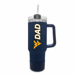 West Virginia Mountaineers Collegiate 40oz Stainless Steel Travel Tumbler with Handle for Dad - Navy