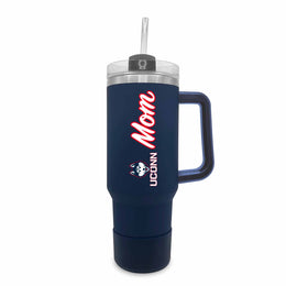 UCONN Huskies Collegiate 40oz Stainless Steel Travel Tumbler with Handle for Mom - Navy
