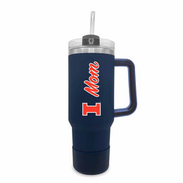 Illinois Fighting Illini Collegiate 40oz Stainless Steel Travel Tumbler with Handle for Mom - Navy