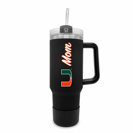 Miami Hurricanes Collegiate 40oz Stainless Steel Travel Tumbler with Handle for Mom - Black
