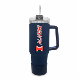 Illinois Fighting Illini Collegiate 40oz Stainless Steel Travel Tumbler with Handle for Alumni - Navy