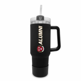 Harvard Crimson Collegiate 40oz Stainless Steel Travel Tumbler with Handle for Alumni - Black