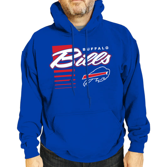 Buffalo Bills NFL Adult Unisex Retro Script Ultra Soft Fleece Hooded Sweatshirt - Royal