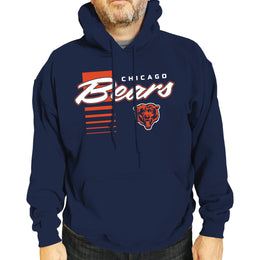 Chicago Bears NFL Adult Unisex Retro Script Ultra Soft Fleece Hooded Sweatshirt - Navy