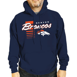 Denver Broncos NFL Adult Unisex Retro Script Ultra Soft Fleece Hooded Sweatshirt - Navy