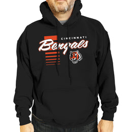 Cincinnati Bengals NFL Adult Unisex Retro Script Ultra Soft Fleece Hooded Sweatshirt - Black