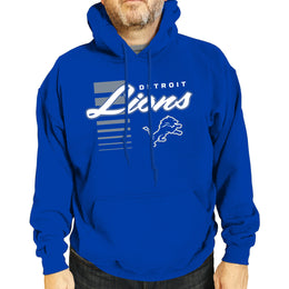 Detroit Lions NFL Adult Unisex Retro Script Ultra Soft Fleece Hooded Sweatshirt - Royal