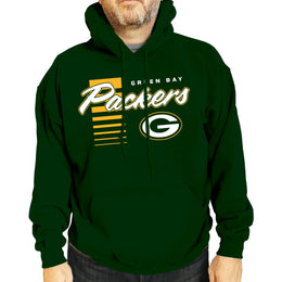 Green Bay Packers NFL Adult Unisex Retro Script Ultra Soft Fleece Hooded Sweatshirt - Forest Green
