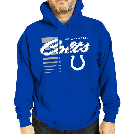 Indianapolis Colts NFL Adult Unisex Retro Script Ultra Soft Fleece Hooded Sweatshirt - Royal