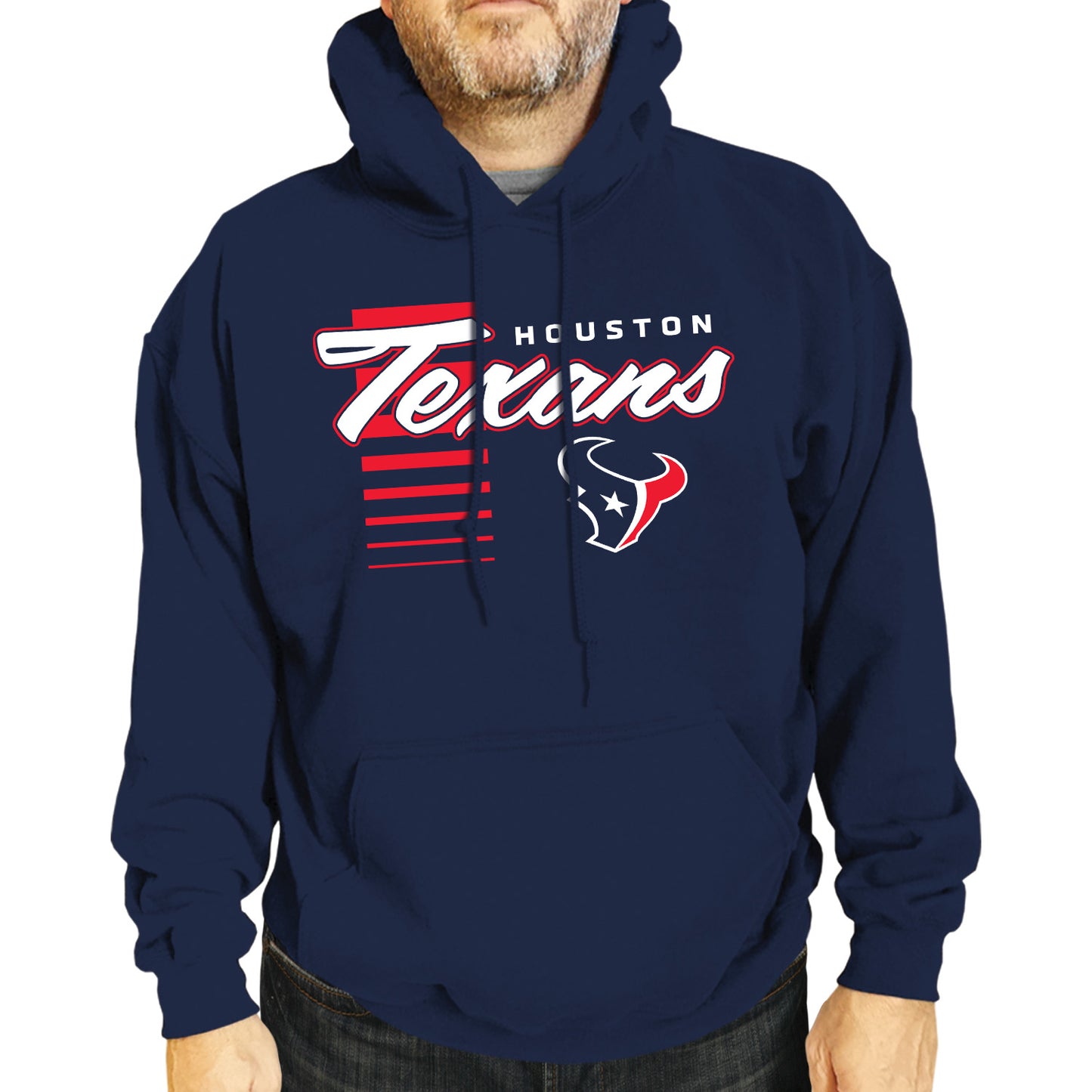 Houston Texans NFL Adult Unisex Retro Script Ultra Soft Fleece Hooded Sweatshirt - Navy