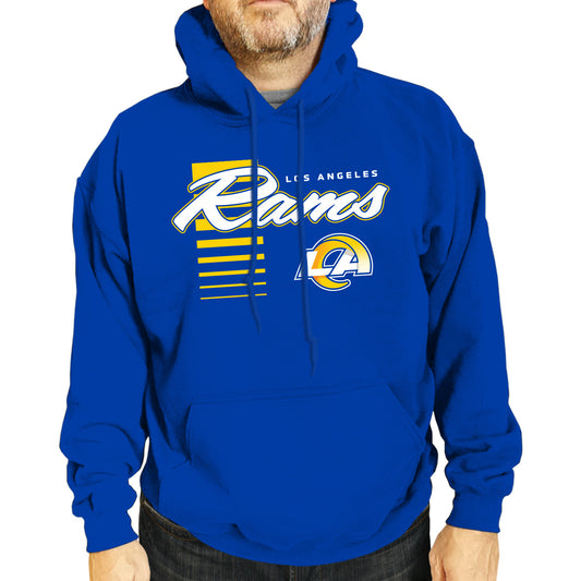 Los Angeles Rams NFL Adult Unisex Retro Script Ultra Soft Fleece Hooded Sweatshirt - Royal