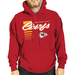 Kansas City Chiefs NFL Adult Unisex Retro Script Ultra Soft Fleece Hooded Sweatshirt - Red