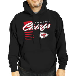 Kansas City Chiefs NFL Adult Unisex Retro Script Ultra Soft Fleece Hooded Sweatshirt - Black