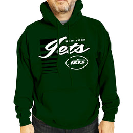 New York Jets NFL Adult Unisex Retro Script Ultra Soft Fleece Hooded Sweatshirt - Forest Green