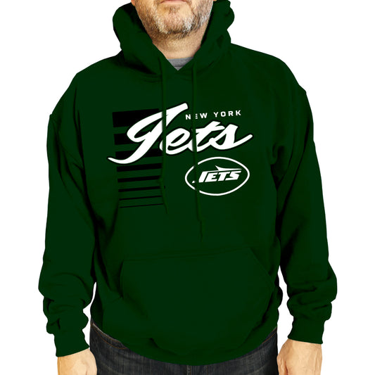 New York Jets NFL Adult Unisex Retro Script Ultra Soft Fleece Hooded Sweatshirt - Forest Green