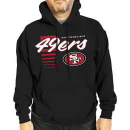 San Francisco 49ers NFL Adult Unisex Retro Script Ultra Soft Fleece Hooded Sweatshirt - Black