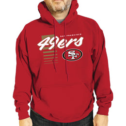 San Francisco 49ers NFL Adult Unisex Retro Script Ultra Soft Fleece Hooded Sweatshirt - Red