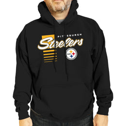 Pittsburgh Steelers NFL Adult Unisex Retro Script Ultra Soft Fleece Hooded Sweatshirt - Black