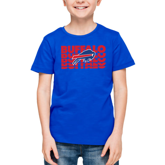 Buffalo Bills NFL Youth Repeating Logo Football T-Shirt Unisex Tag Free Comfortable - Royal