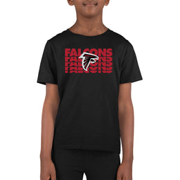 Atlanta Falcons NFL Youth Repeating Logo Football T-Shirt Unisex Tag Free Comfortable - Black