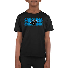 Carolina Panthers NFL Youth Repeating Logo Football T-Shirt Unisex Tag Free Comfortable - Black