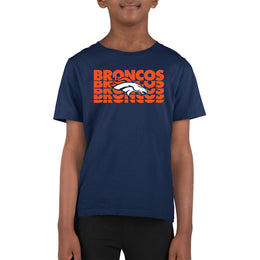 Denver Broncos NFL Youth Repeating Logo Football T-Shirt Unisex Tag Free Comfortable - Navy