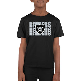 Las Vegas Raiders NFL Youth Repeating Logo Football T-Shirt Unisex Tag Free Comfortable - Black