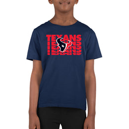 Houston Texans NFL Youth Repeating Logo Football T-Shirt Unisex Tag Free Comfortable - Navy