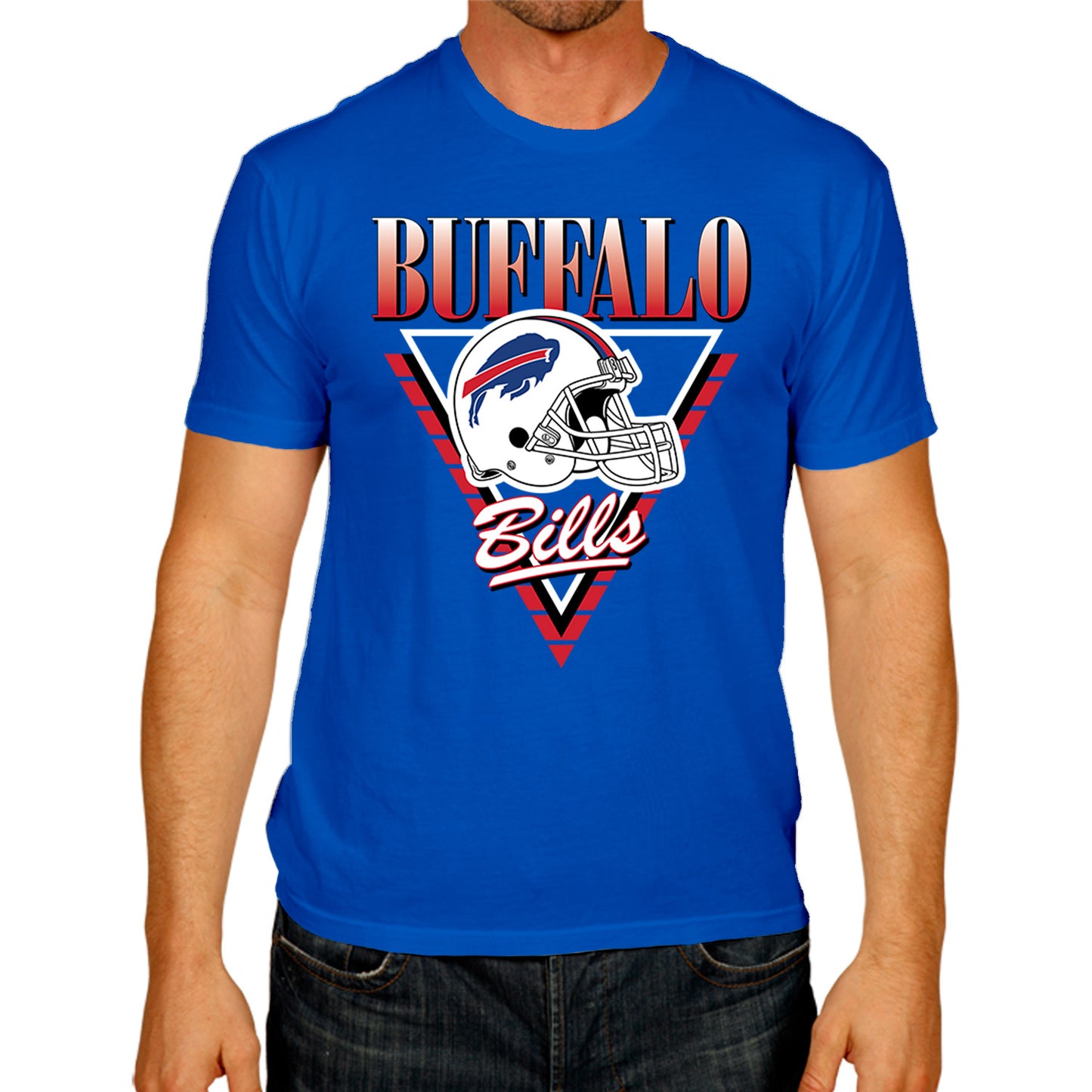 Buffalo Bills NFL Adult Retro Triangle Unisex T-Shirt - Royal