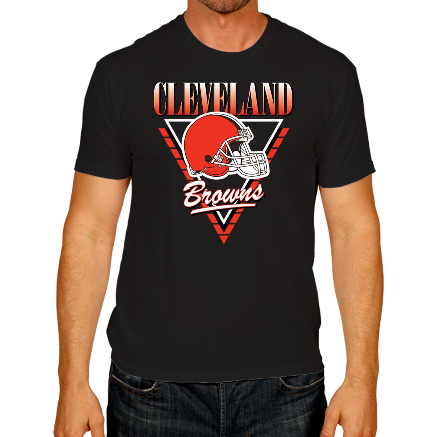 Cleveland Browns NFL Adult Retro Triangle Unisex T-Shirt - Black