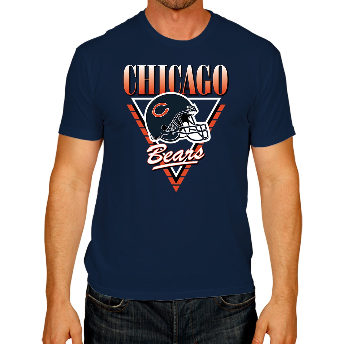 Chicago Bears NFL Adult Retro Triangle Unisex T-Shirt - Navy