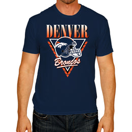 Denver Broncos NFL Adult Retro Triangle Unisex T-Shirt - Navy