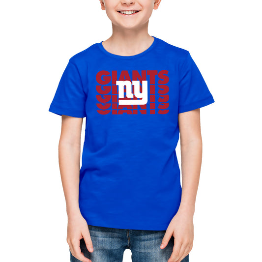 New York Giants NFL Youth Repeating Logo Football T-Shirt Unisex Tag Free Comfortable - Royal