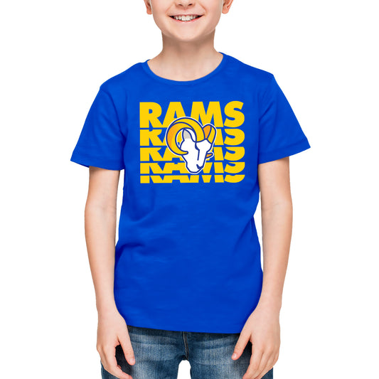 Los Angeles Rams NFL Youth Repeating Logo Football T-Shirt Unisex Tag Free Comfortable - Royal