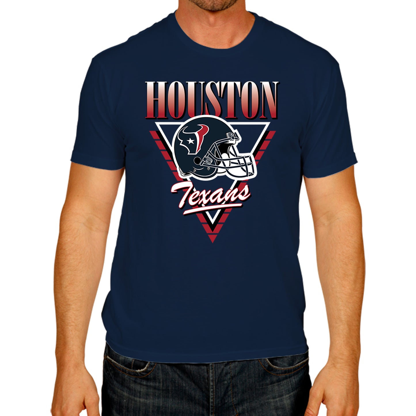 Houston Texans NFL Adult Retro Triangle Unisex T-Shirt - Navy