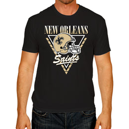 New Orleans Saints NFL Adult Retro Triangle Unisex T-Shirt - Black
