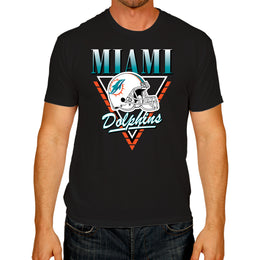 Miami Dolphins NFL Adult Retro Triangle Unisex T-Shirt - Black