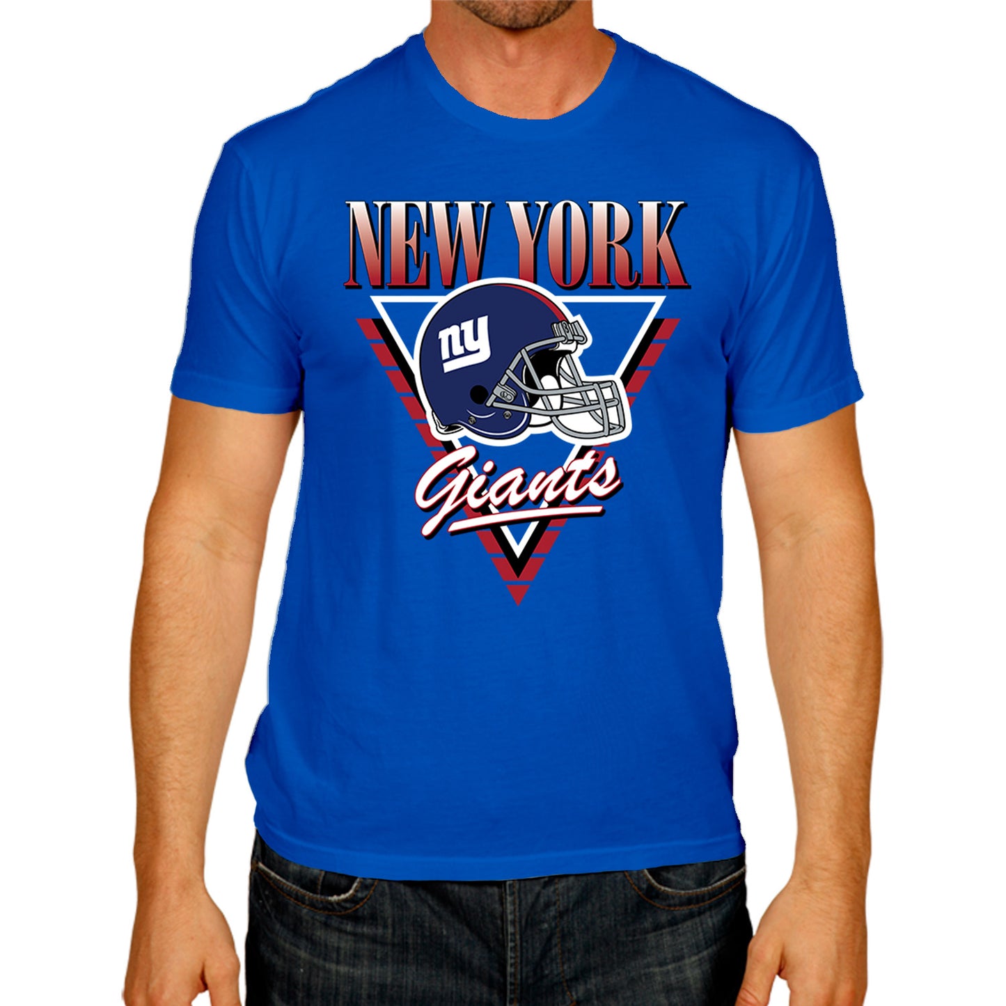 New York Giants NFL Adult Retro Triangle Unisex T-Shirt - Royal