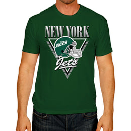 New York Jets NFL Adult Retro Triangle Unisex T-Shirt - Forest Green