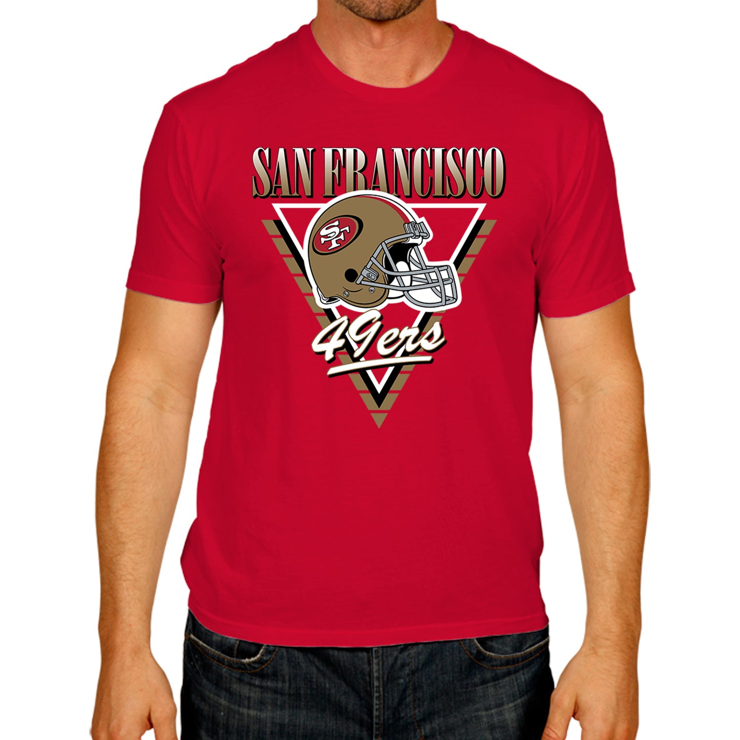 San Francisco 49ers NFL Adult Retro Triangle Unisex T-Shirt - Red