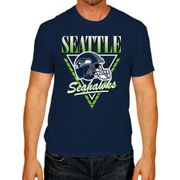 Seattle Seahawks NFL Adult Retro Triangle Unisex T-Shirt - Navy