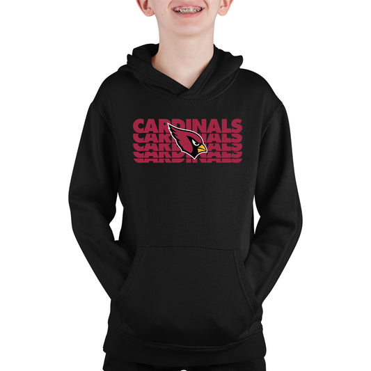 Arizona Cardinals NFL Youth Repeating Logo Football Fleece Hooded Sweatshirt - Black