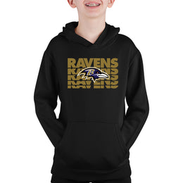 Baltimore Ravens NFL Youth Repeating Logo Football Fleece Hooded Sweatshirt - Black