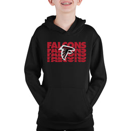 Atlanta Falcons NFL Youth Repeating Logo Football Fleece Hooded Sweatshirt - Black